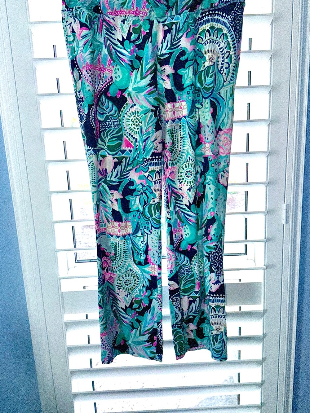 Lilly Pulitzer Turquoise Floral Wide-Leg Pants